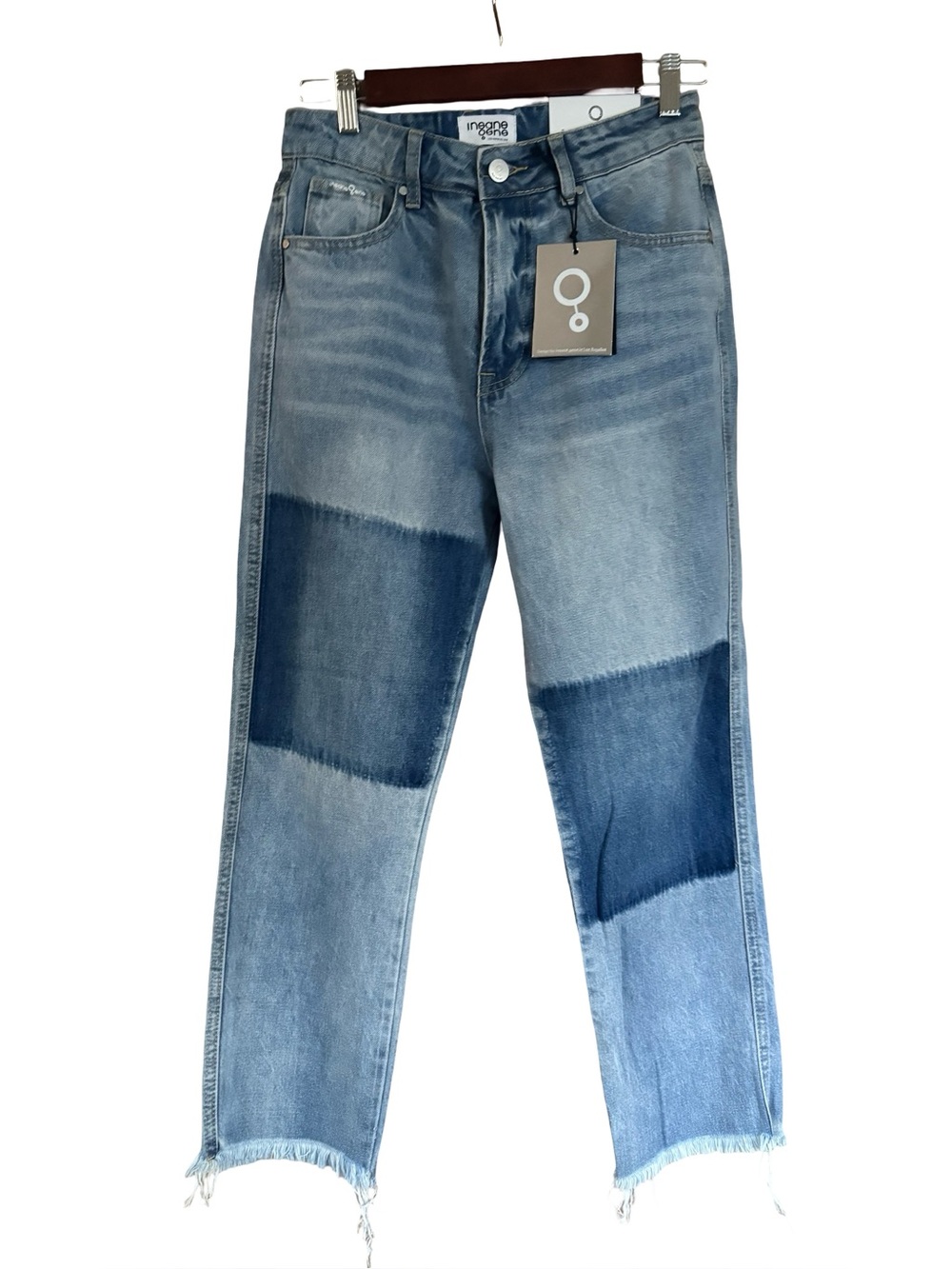 Women's Two-Tone Light Blue Straight Leg Jeans
